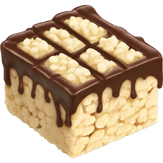 rice krispie bar with chocolate on top and white chocolate emoji