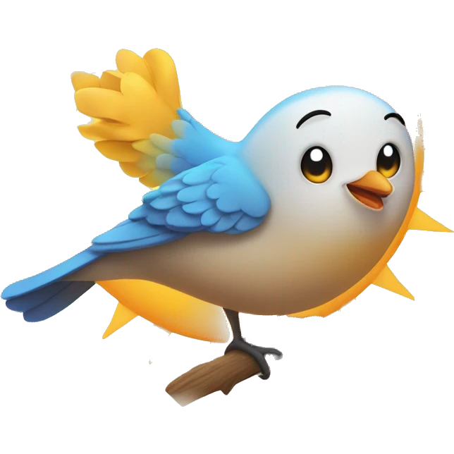 happy bird in front of the sun emoji