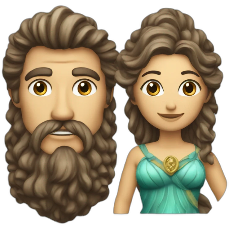 Couple poseidon (trident) et sirène emoji