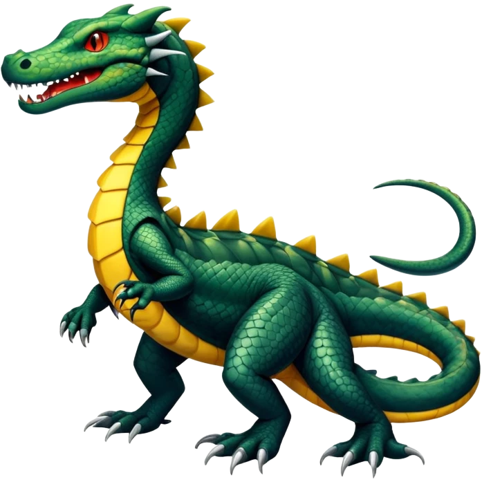 Alligator-Dragon-Tiger-Salandit-Snake-Fakémon-hybrid-creature with a long muzzle, full body emoji