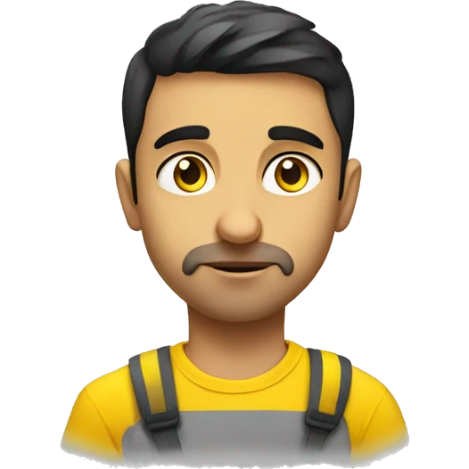 young Armenian Man in Yellow T-shirt  is thinking emoji