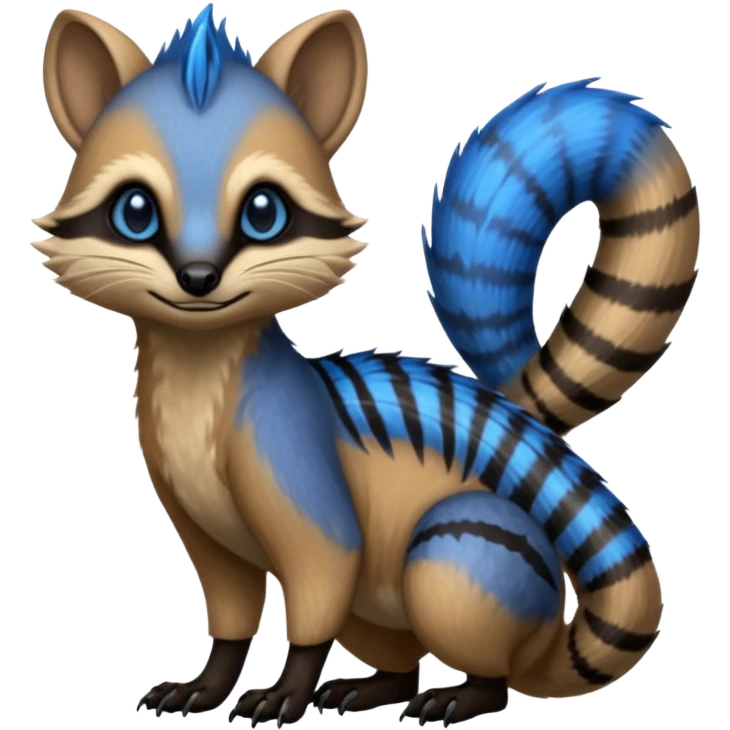 Fiery Blue-Flamed Handsome Wicked Cool Hot Edgy Badass Numbat-Trico-Wickerbeast-Civet-Vernid-fusion-hybrid-creature emoji