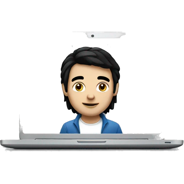 white man with black hair with laptop emoji