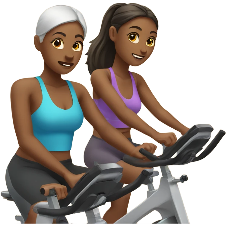 Two girl at spin class emoji