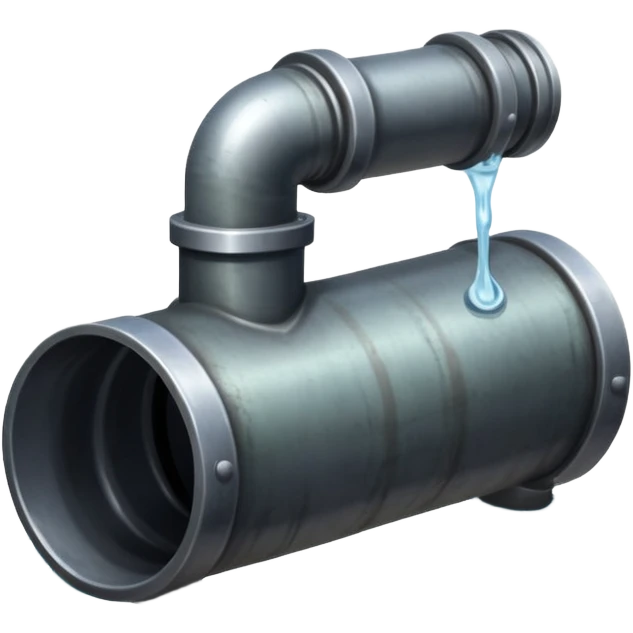 a steel shiny sewer pipe wastewater flows out emoji