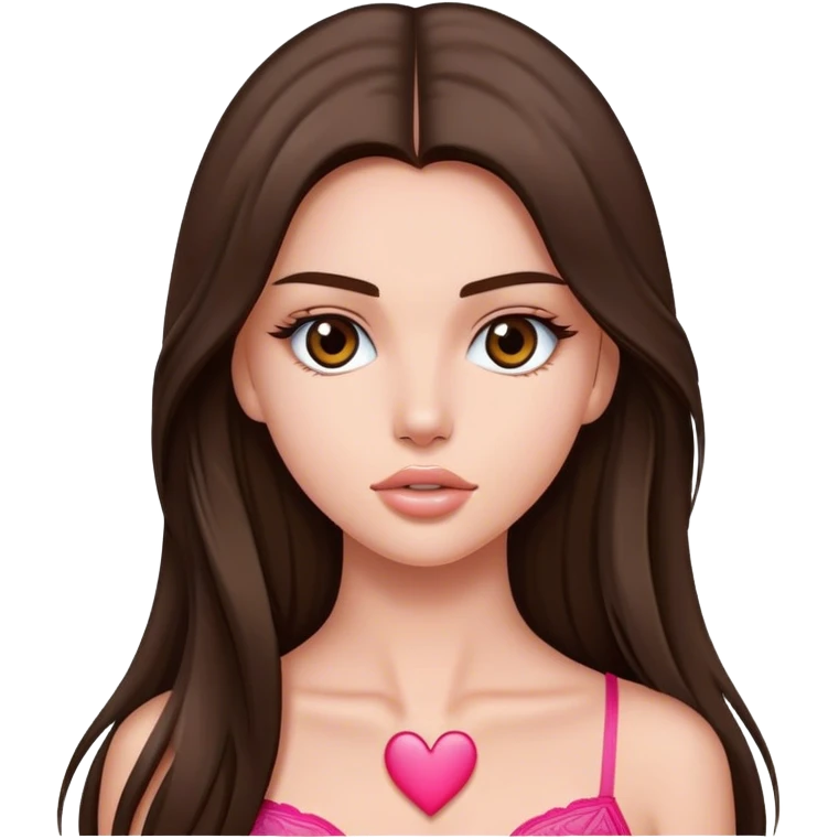 victoria’s secret model with long brunette straight hair sending heart emoji