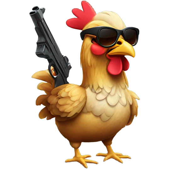 Chicken with a gun and sunglasses emoji