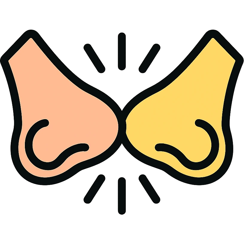 color outline icon of two noses bumping, minimal emoji