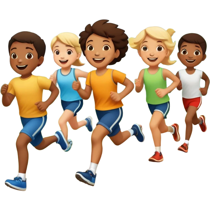 group of children running in a park, fun and lively emoji