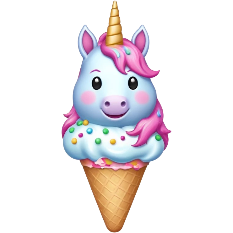 An ice cream with a pink unicorn holing a nuke  emoji