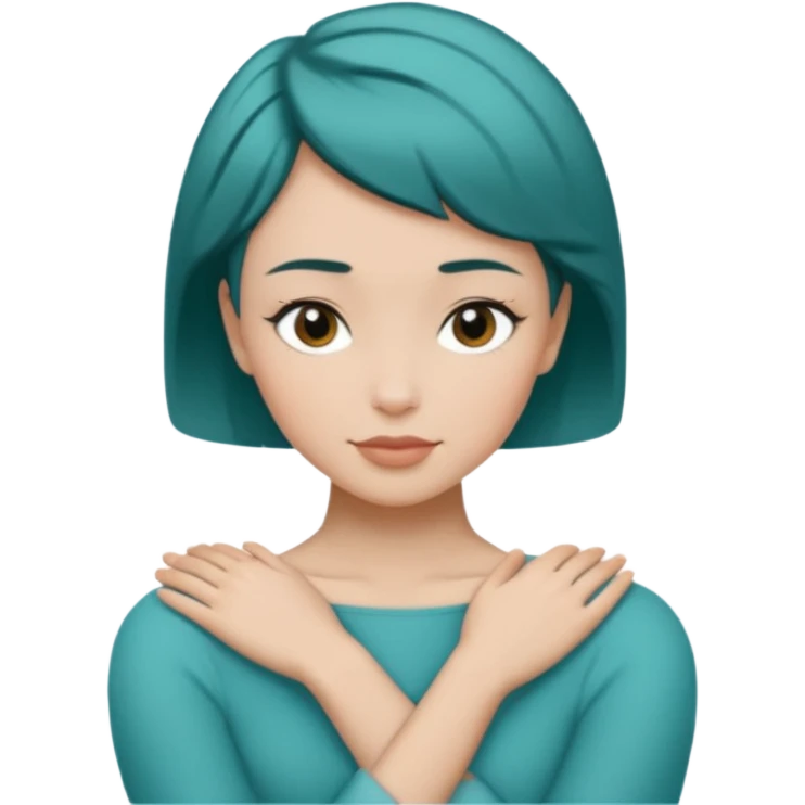 Teal hugs with Belles wording short hair emoji