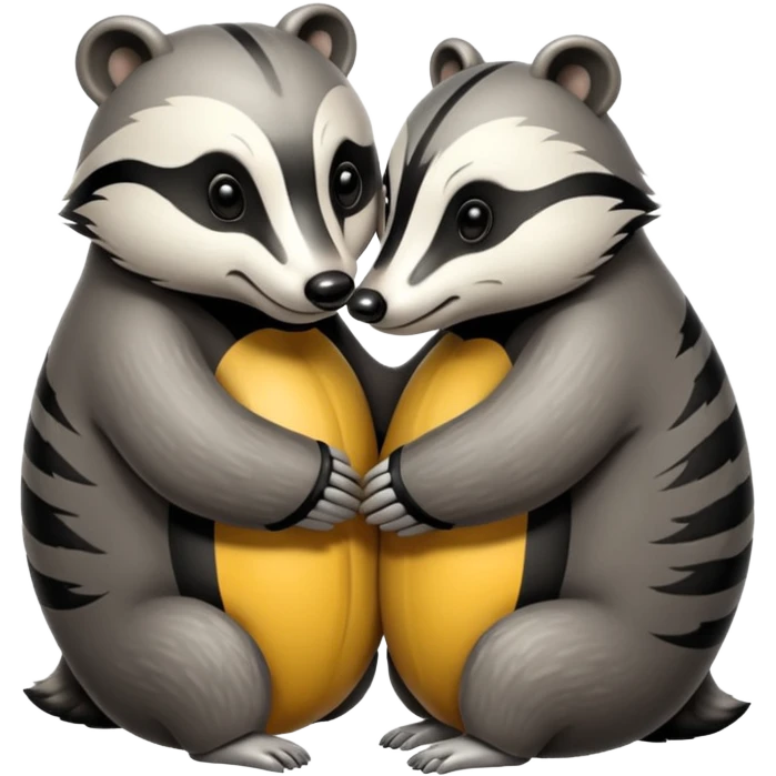 Two badgers hugging for comfort emoji
