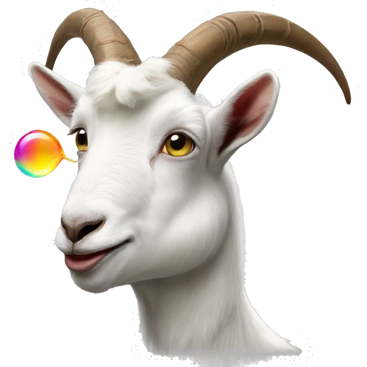 goat blowing a bibble gum bubble emoji