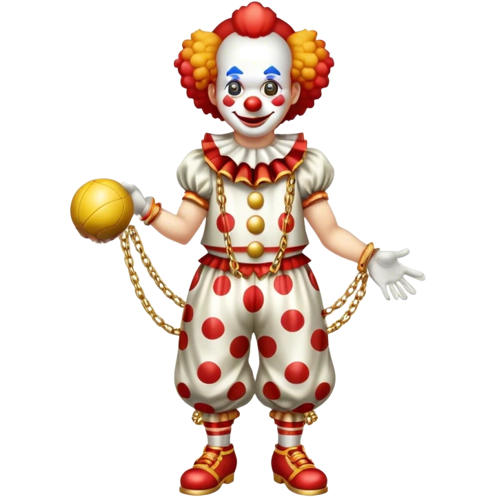clown with golden chain on the neck playing ball full height emoji