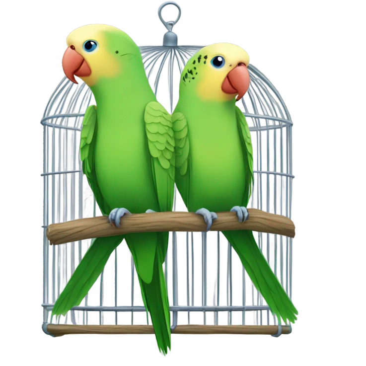 Two parakeets in bird cage  emoji