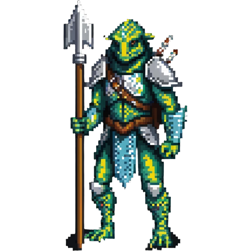 reptilian humanoid troglodyte warrior with spear from Heroes of Might and Magic 3 emoji