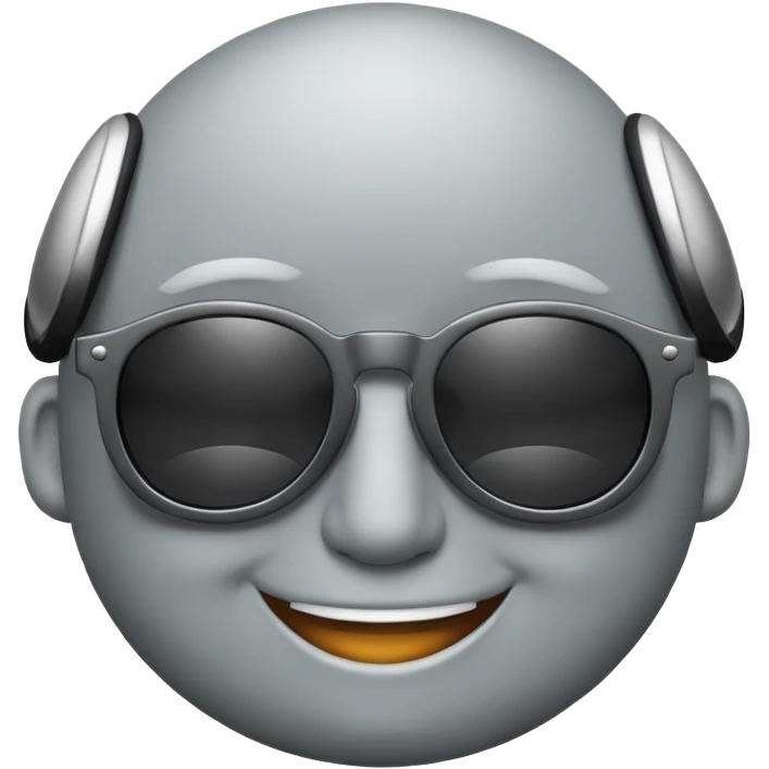 Round-headed cool smiling face wearing sunglasses, gray, retro, cool emoji