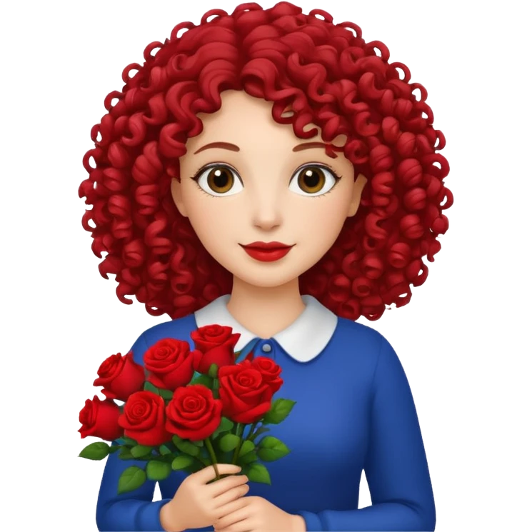 curly woman flower-holding person bouqet emoji