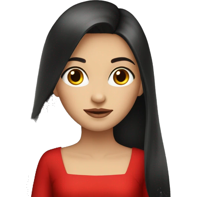 Fair-skin-elegant-girl-in-red-long-dress-with-long-dark-hair emoji