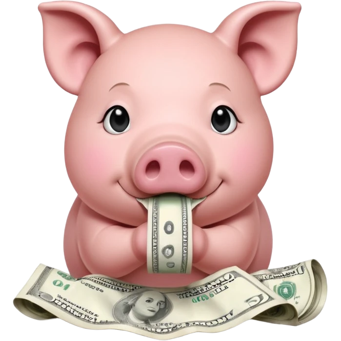 A pig with a rolled up dollar bill held to his nose looking down at a small pile of flour  emoji