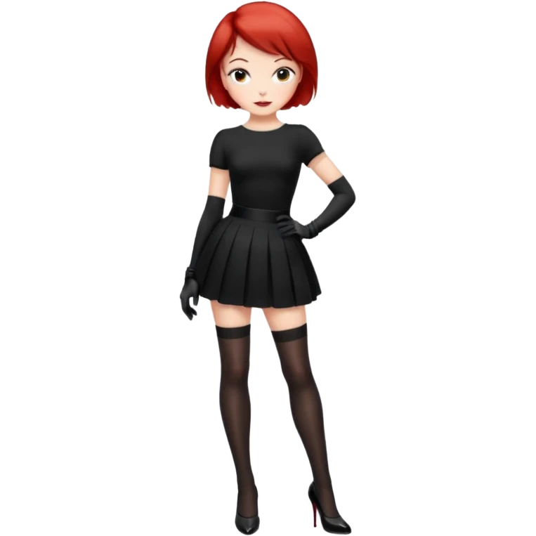 Mistress red short hair long black gloves small skirt black stockings high heels italian girl emoji