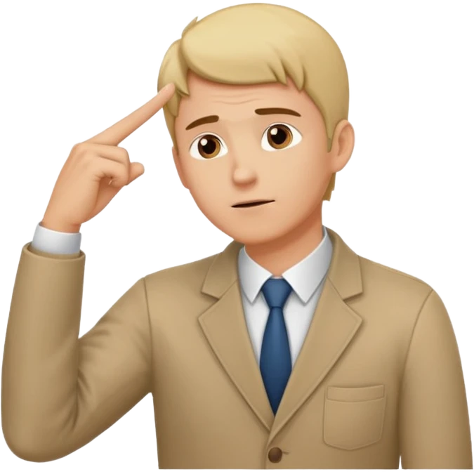 man looking up to the top right, index finger touching his temple, thinking pose
 emoji