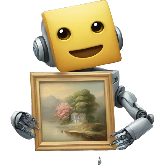 robot holding beautiful painting emoji