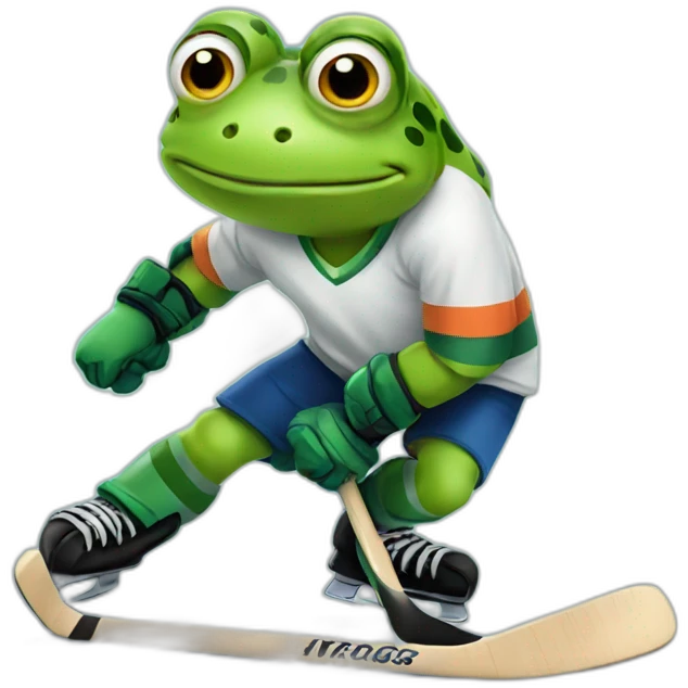 Frog playing hockey emoji