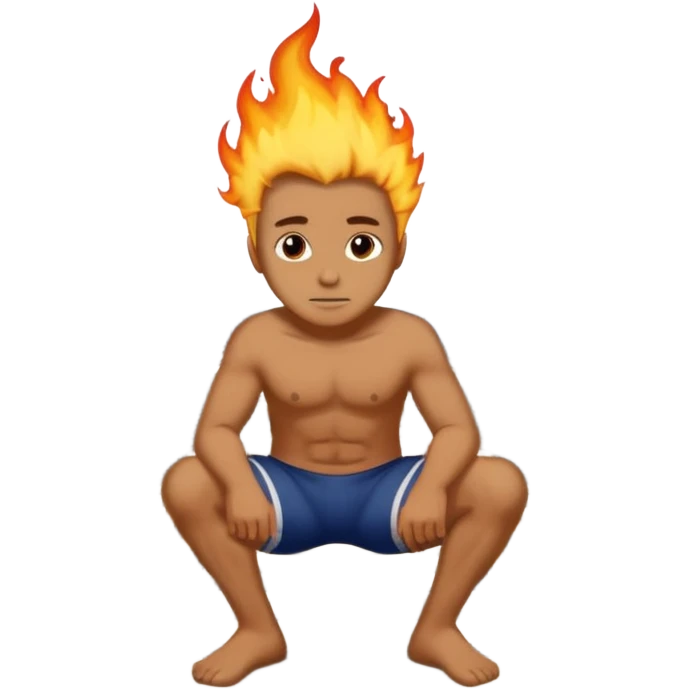 man rubbing butt which is on fire on railway tracks emoji