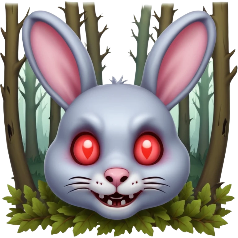 zombie rabbit portrait, head and shoulders only, stitched ears, creepy cute smile, glowing eyes, undead forest vibe, 3D cartoon, mobile game icon style, clean background, no text, no watermark
 emoji