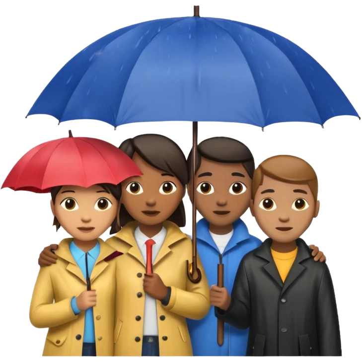 people of different races sharing an umbrella in the rain emoji