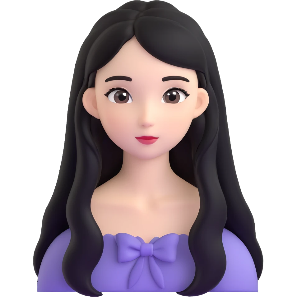 black long hair girl with soft makeup emoji