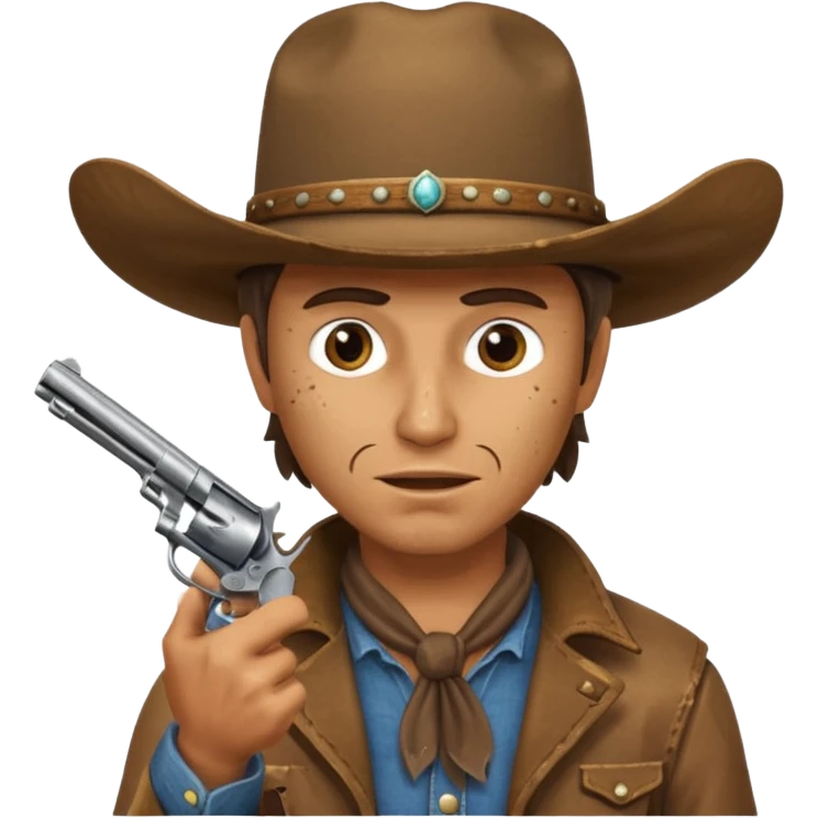 A cowboy pointing his revolver in front of you and saying, "Give me your money." emoji