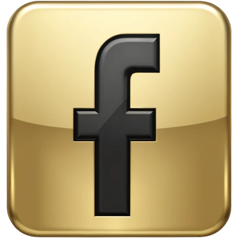 One single shiny Gold and black facebook icon, png, no background, no border emoji