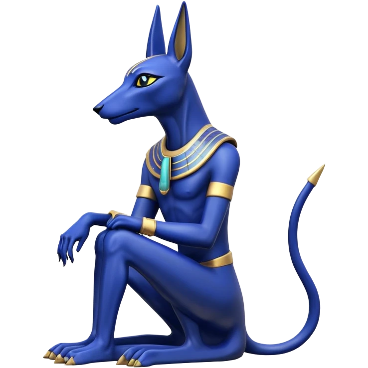 Ancient lapis gold lovely alien anubis immature-aged staged formally sitting posed statue  emoji