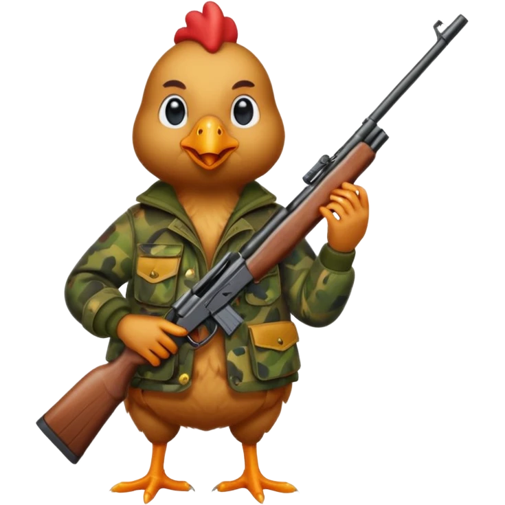 Chicken dressed as an hunter emoji
