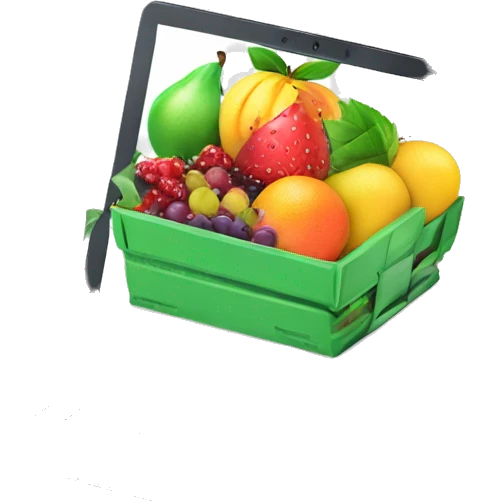 Laptop screen with web ecommerce fruit money emoji