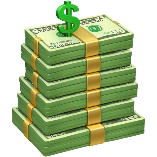 money, stack of bills, green, with dollar sign emoji