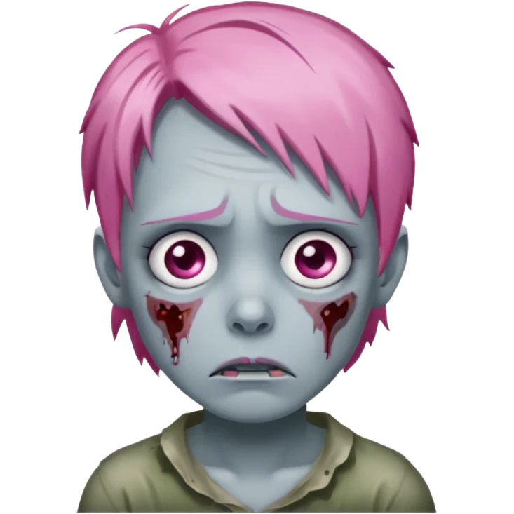 Sad zoombie pink hair emoji