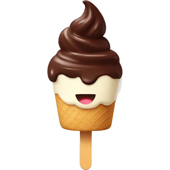 ice cream on a stick with chocolate, flat shape with a good mood  emoji