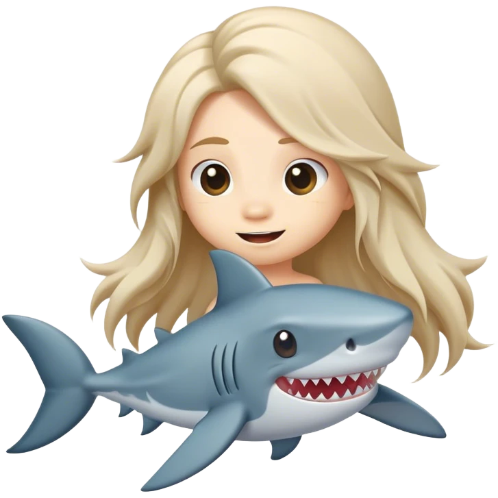 cute shark character with long flowing hair  emoji