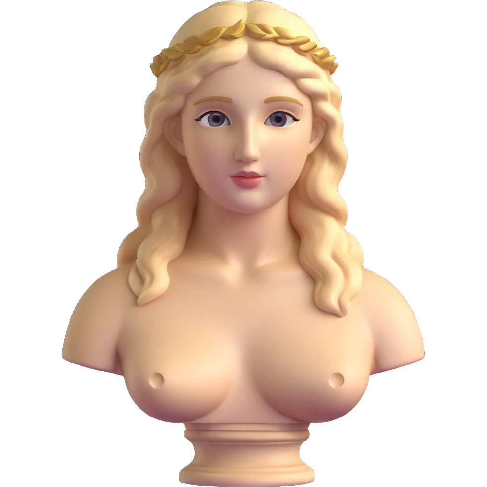 Bust of Aphrodite of Knidos statue, classical Greek sculpture showing only head, shoulders and upper chest emoji