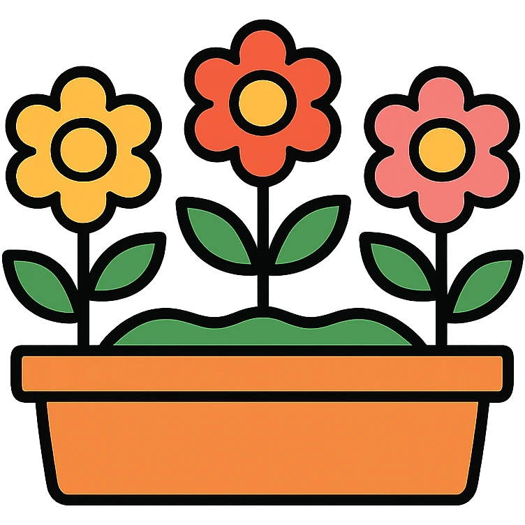 flower bed color outline icon style emoji