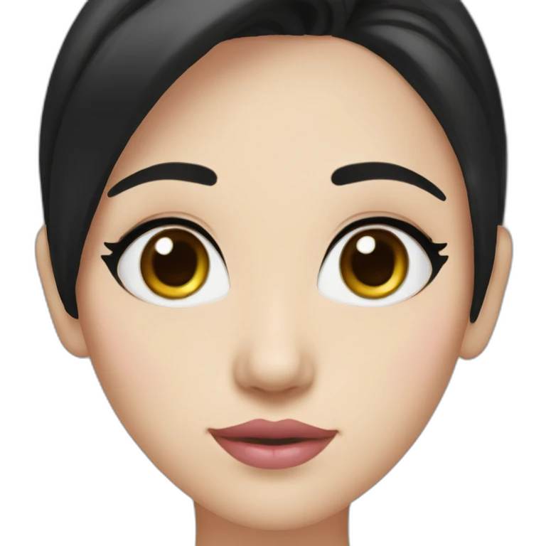Beautiful woman,Black hair,long hair,White skin,oval face,big eyes,Blackeyes,Pink lips,Chinese emoji