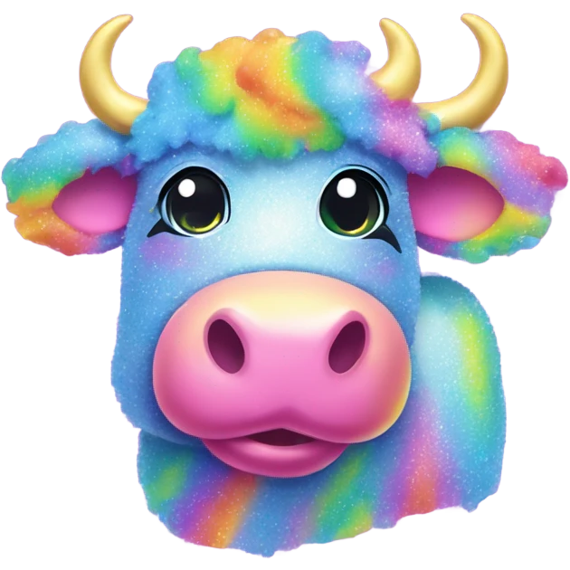 Lisa frank glitter rainbow fluffy cow emoji