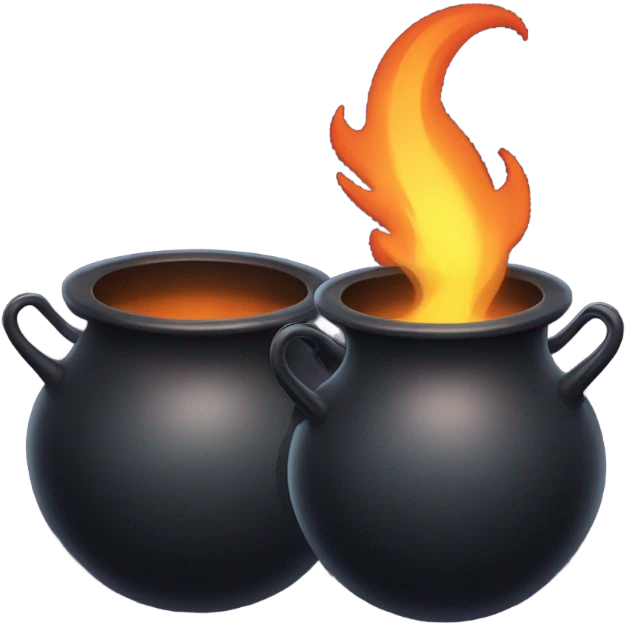 dual witches cauldron identical one empty and one have a flame one not have a flame emoji
