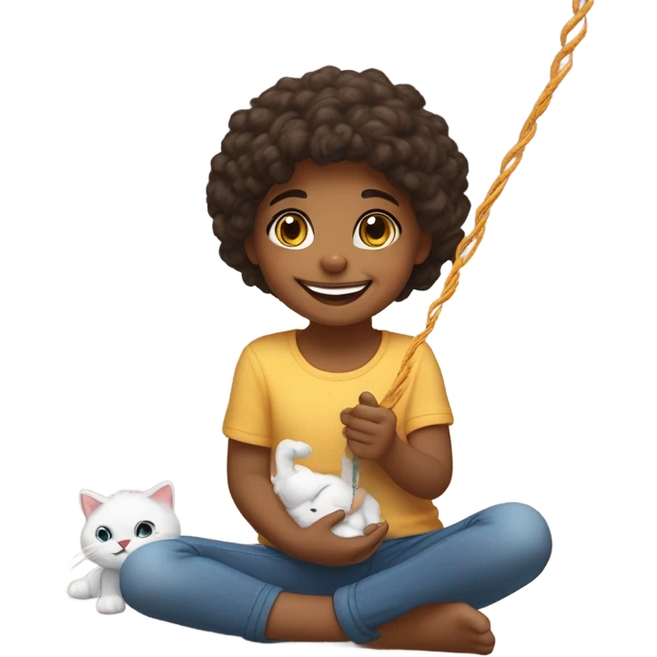 Girl is playing with her cat emoji