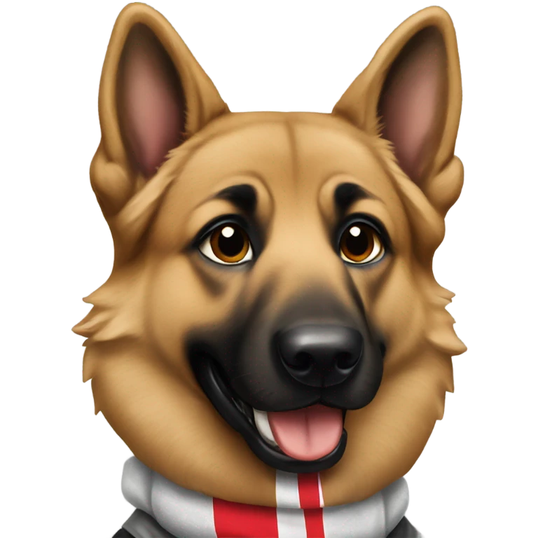 German Shepherd in a Ohio state shirt emoji