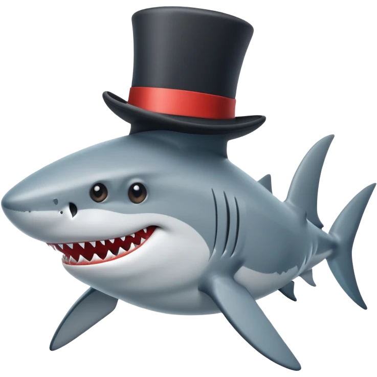 Shark with a top hat emoji