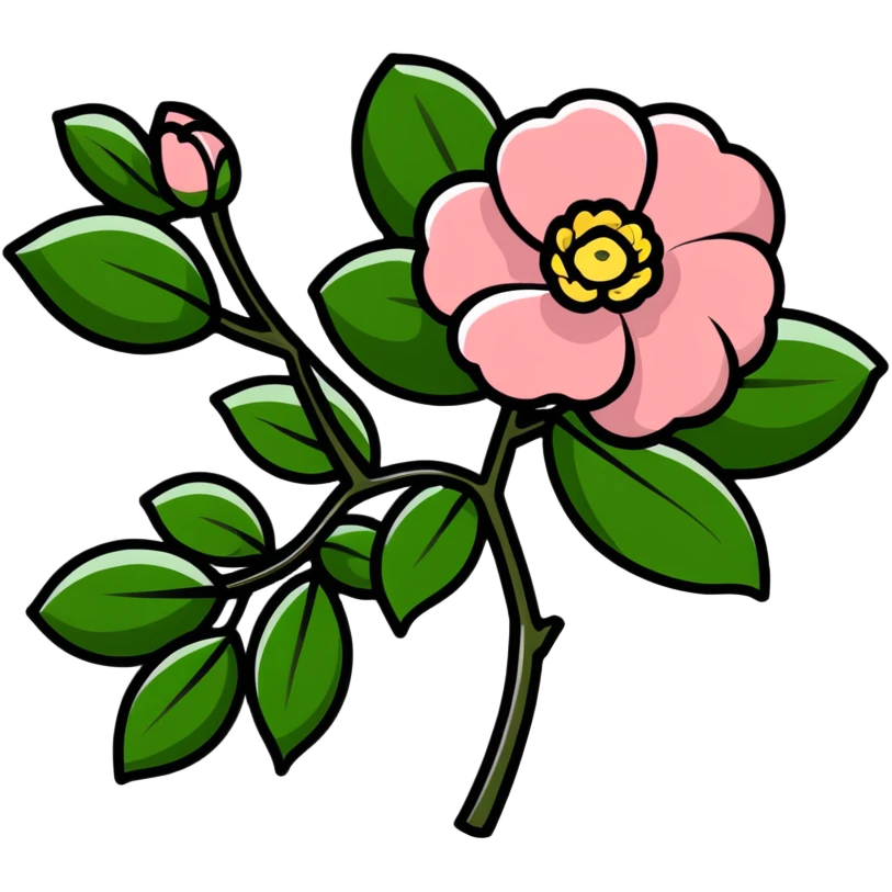 elegant red camellia japonica with glossy petals emoji